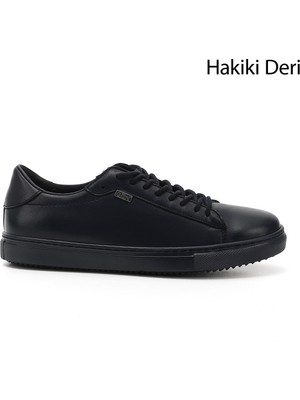 GÖNDERİ Kadın Lacivert  Bağcıklı Termo Taban Hakiki Deri Sneaker
