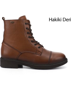 GÖNDERİ Kadın Açık Taba  Fermuarlı Hakiki Deri Postal Bot