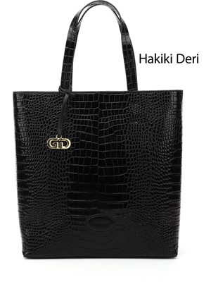 Gönderi(r) Kadın Siyah - Kroko  Hakiki Deri El ve Omuz Çantası