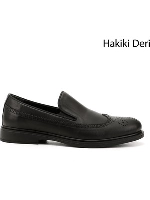 Erkek Siyah Termo Taban Hakiki Deri Klasik Ayakkabı