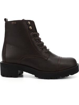 GÖNDERİ Kadın Kahve Antik  Fermuarlı Kalın Topuklu Postal Bot