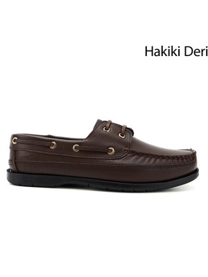 GÖNDERİ Erkek Kahve Antik  Bağcıklı Kauçuk Taban Hakiki Deri Ayakkabı