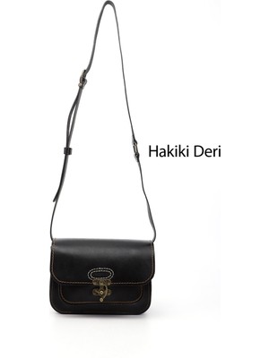 Gönderi(r) Kadın Siyah  Vaketa Hakiki Deri Omuz ve Postacı Çantası
