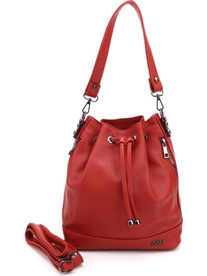 Gönderi(r) Kadın Kırmızı Floter Büzgülü Omuz ve Sırt Çantası