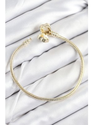 Vice Avm Pirinç Charm Zirkon Taşlı Yonca Model Gold Renk Kadın Bileklik - TJ-BB7805 TG-V 10685