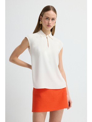 Adl Yakalı Kolsuz Bluz Vanilya 11545024004