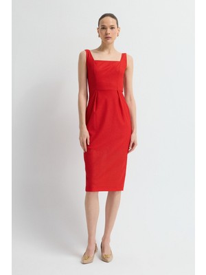 Adl Askılı Dantel Elbise Kırmızı 12445435001