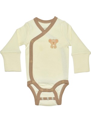 Organickid Naturel Bebek Kahverengi Kruvaze Uzun Kol Body