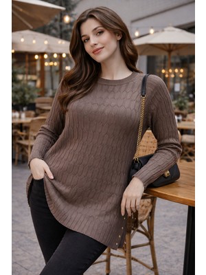 Stilmony Kadın Merserize Yırtmaçlı Genç Anne Mevsimlik Kazak