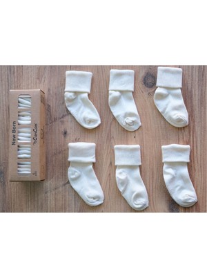 Concon Bebe Pamuklu 0-6 Ay Yenidoğan 6'lı Bebek Çorabı Beyaz