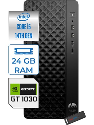 Hp Prodesk 2 Tower G1I Intel I5 14400 4,7 Ghz 24GB Ddr5 1tb SSD 4GB/GT1030  WIN11PRO Mini Tower Masaüstü Bilgisayar B70VQAT21P08+ZETTAUSBBELLEK
