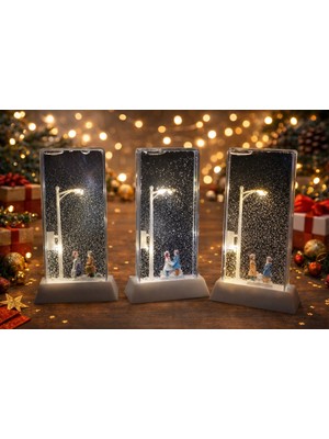 Romantik Sevgililer Tasarımlı Sokak Lambası Kar Küresi | Hediyelik Dekoratif Işıklı Küre