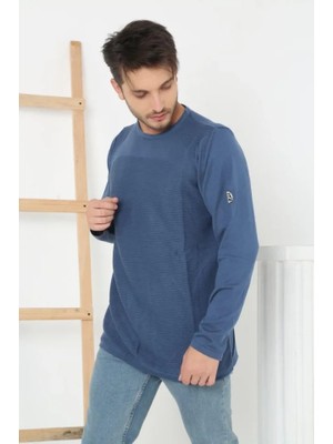 Etiler Collection Erkek Biskilet Yaka Kolu Armalı - Koyu Mavi