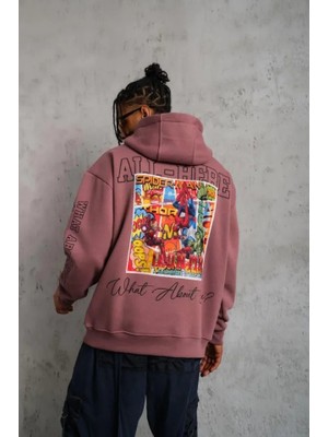 Etiler Collection Erkek 93 Dijital Parça Baskılı Kapşonlu Sweat - Gül Kurusu