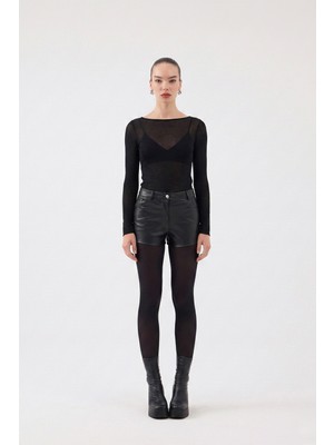 Holly Lolly Kayık Yaka Ultra Soft Nikki Kaşmir Bluz Siyah