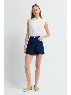 Adl Yüksek Bel Beş Cep Şort Lacivert 17046521000