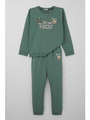Breeze Erkek Çocuk Eşofman Takımı Sokak Yarışcısı Nakış Baskılı 4-8 Yaş, Petrol Yeşili