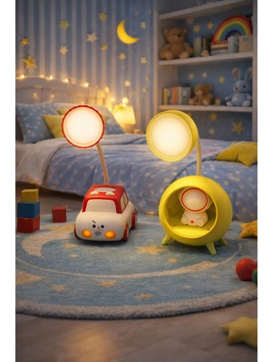 Seymen Bıçakçılık 2’li Çocuk Masa Lambası Seti Arabalı ve Astronot Figürlü LED Gece Lambası