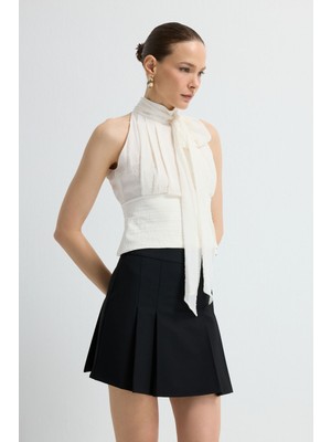 adL Kolsuz Piliseli Bluz Kemik 11543526005