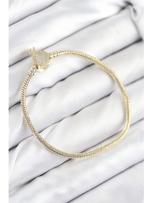 Vice Avm Pirinç Charm Zirkon Taşlı Taç Model Gold Renk Kadın Bileklik - TJ-BB7808 TG-V 10688