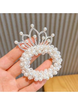 Efna Store Taç Figürlü Zirkon Taşlı Cinderella,balerin Prenses Toka,atkuyruğu,topuz Incili Çocuk Lastik Toka