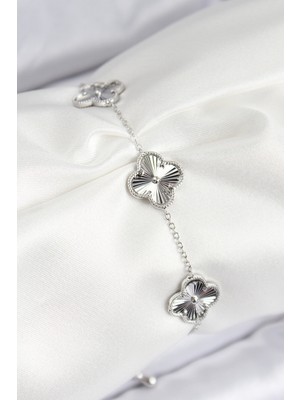 Vice Avm VIP Pirinç Yonca Model Gümüş Renk Kadın Bileklik - TJ-BB7782 TG-V 10532