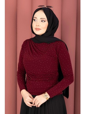 Ozk Taş Detaylı Sandy Body Bordo