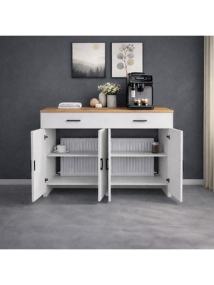 Bangu Kapaklı Petek Üstü Kahve Köşesi Dolabı ( Derinlik 47 cm ) Çok Amaçlı Dresuar BKDM009