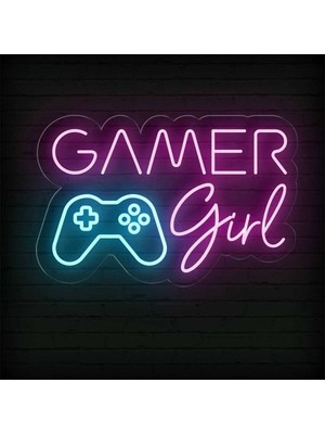 Biz Bu İşin Keyif Kısmındayız Gamer Girl Yazılı ve Şekilli Neon Tabela