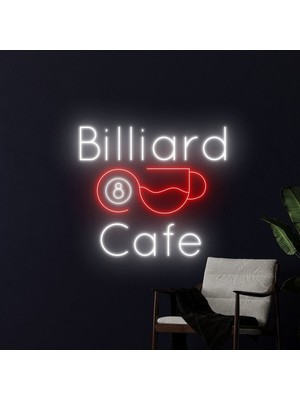 Biz Bu İşin Keyif Kısmındayız Billiard Cafe Yazılı ve Şekilli Neon Tabela