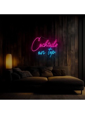 Biz Bu İşin Keyif Kısmındayız Cocktails On Tap Yazılı Neon Tabela