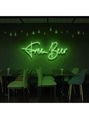 Biz Bu İşin Keyif Kısmındayız Free Beer Yazılı Neon Tabela
