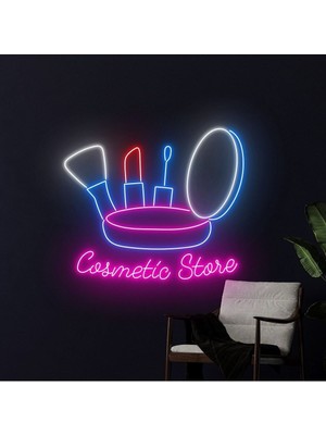 Biz Bu İşin Keyif Kısmındayız Cosmetic Store Yazılı ve Şekilli Neon Tabela