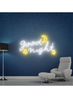 Biz Bu İşin Keyif Kısmındayız Good Nıght Yazılı ve Şekilli Neon Tabela