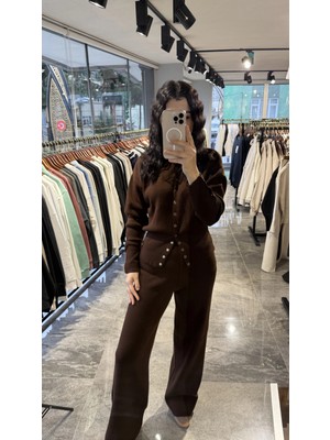 Tuğçe Fashion Kahverengi Triko Takım