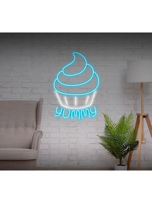 Biz Bu İşin Keyif Kısmındayız Yummy Yazılı ve Şekilli Neon Tabela