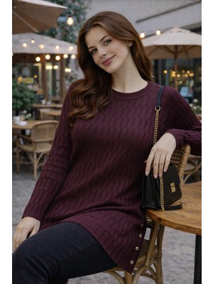 Stilmony Kadın Merserize Yırtmaçlı Genç Anne Mevsimlik Kazak