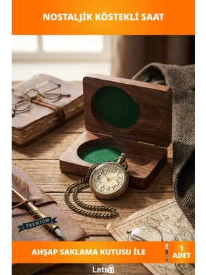 Letsii Ahşap Kutulu El Işçiliği Pirinç Köstekli Saat