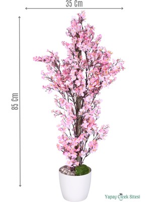 Yapay Çiçek Sitesi Yapay Mini Çiçekli Sakura Kayısı Ağacı 85 cm Pembe