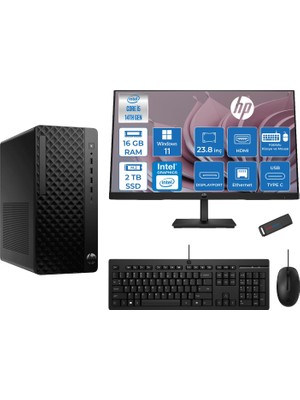 Hp Prodesk 2 Tower G1I Intel I5 14400 4,7 Ghz 16GB Ddr5 2tb SSD Intel® UHD Graphics 730 WIN11PRO Mini + 23.8 100Hz Fhd Monitör Tower Masaüstü Bilgisayar 24B70VQATP04+ZETTAUSBBELLEK