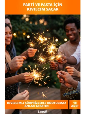 Letsii Renkli Parti Organizasyon Pasta Maytapı 25 cm 10 Adet