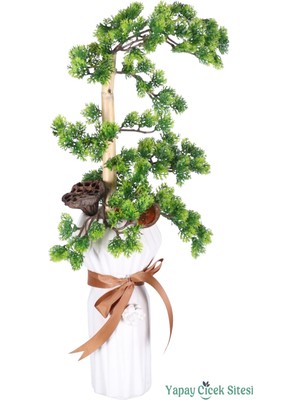 Yapay Çiçek Sitesi Beton Vazoda Yapay Tropikal Bonsai Aranjmanı