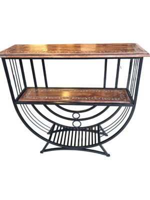 Otantik Çarşı Eskitme Ahşap Ferforje Vitrin  Raf 80X25X75 Cm. Dir.