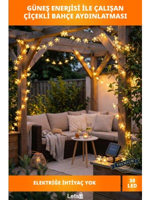 Letsii Güneş Enerjili 30 LED Çiçekli Bahçe Lambası
