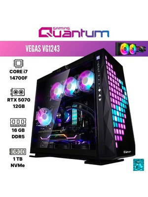 Quantum Gaming Vegas VG1243 I7-14700F 16GB Ddr5 1tb Nvme SSD Rtx 5070 12GB 240MM Sıvı Soğutmalı Gaming Desktop