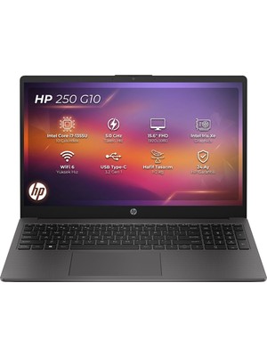 Hp 250 G10 Intel Core I7-1355U 24GB 1tb SSD 15.6" Fhd Windows 11 Pro Laptop, Notebook B9YT2ET 019