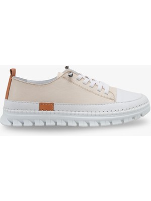 Gaosy Kadın Hakiki Deri Sneaker Spor Ayakkabı - Bej