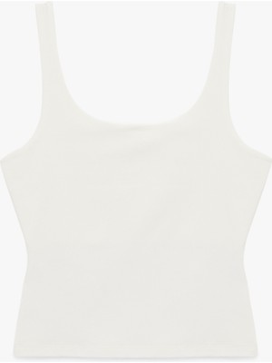 Koton Slim Fit Kolsuz Kare Yaka Pamuklu Bluz