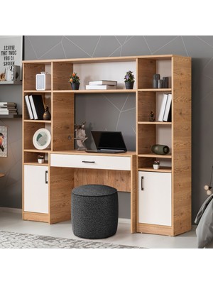 Setay Bilgisayar Masası, Deka Kitaplıklı Çalışma Masası - Ceviz