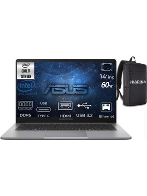 Asus Expertbook P1 I7-13620H P1403CVA-I716512G1D-K44 48GB 4tb UHD Graphics W11PRO 14" Full Hd Notebook & Karina Çanta